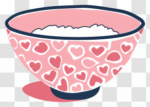 Rice Bowl - Pink Bowl With Heart Patterns Transparent PNG