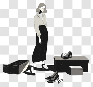 Shoe Shopping - Fashionable Woman With Shoes Transparent PNG