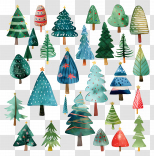 Christmas Tree - Decorative Watercolor Christmas Trees Transparent PNG