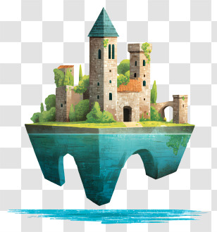 Floating Magical Ruins - Floating Island Castle In Fantasy Style Transparent PNG