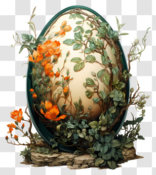 Easter Egg - Decorative Egg With Flowers Transparent PNG
