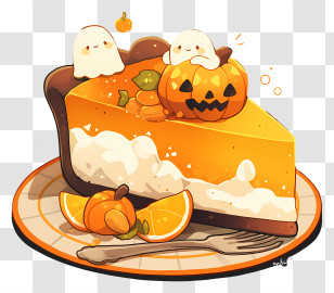 Ghost Pumpkin Pie - Cute Pumpkin Pie Slice Transparent PNG