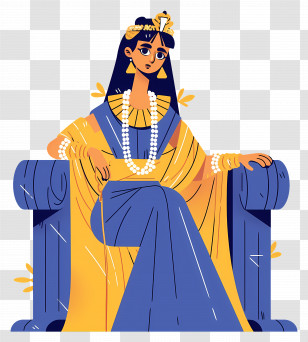 Egyptian Queen - Cartoon Queen Sitting On Throne Transparent PNG