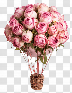 Rose Hot Air Balloon - Rose Bouquet Balloon Transparent PNG