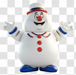 Stay Puft Marshmallow Man - Cheerful Cartoon Snowman For Winter Holidays Transparent PNG