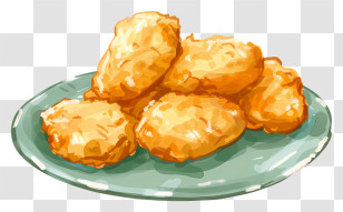 Chicken Nuggets - Plate Of Crispy Golden Chicken Nuggets Transparent PNG