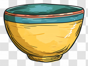 Yellow And Green Empty Bowl - Yellow And Green Designed Empty Bowl Transparent PNG