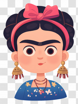Frida Kahlo - Iconic Woman With Pink Headband Transparent PNG