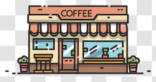 Coffee Shop - Doodle Illustration Of A Cozy Coffee Shop Transparent PNG