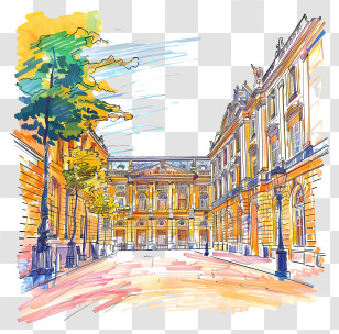 Palais Royal - Colorful Urban Building Illustration Transparent PNG