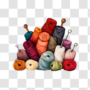 I Love Yarn Day - Colorful Yarn And Knitting Tools Transparent PNG