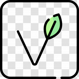 Vegetarian Symbol - Leaf And V Symbol In Square Transparent PNG