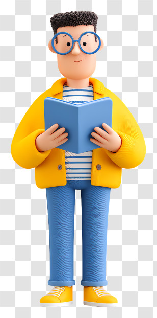 Man With Ebook - Boy With Glasses Reading A Book Transparent PNG