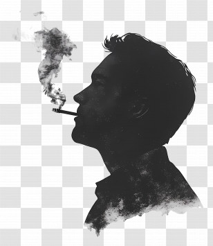 Man Head Silhouette - Smoking Silhouette Art Transparent PNG