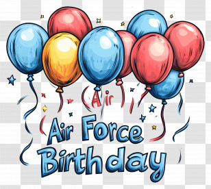Air Force Birthday - Air Force Birthday Celebration With Balloons Transparent PNG