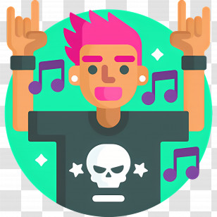 Rock Music - Rock Fan With Music Notes Transparent PNG