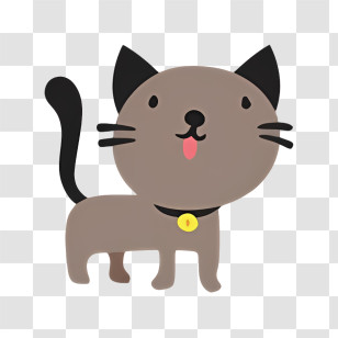 Black Cat - Cute Brown Cartoon Cat Transparent PNG