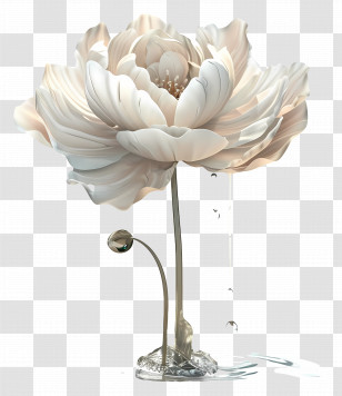 Water - Elegant White Flower In Bloom Transparent PNG