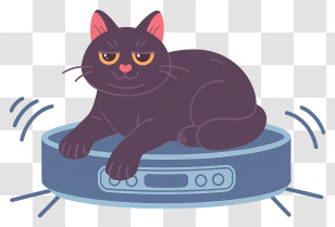 Cat Lying On Robot Vacuum Cleaner - Cat Lounging On Robot Vacuum Transparent PNG