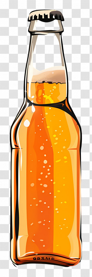 Beer Bottle - Illustration Of A Beer Bottle With Bubbles Transparent PNG