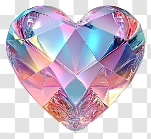 Pastel Valentine Heart Diamond - Colorful Crystal Heart Decoration Transparent PNG