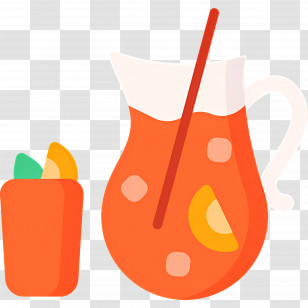 Sangria - Orange Juice Pitcher And Glass Illustration Transparent PNG