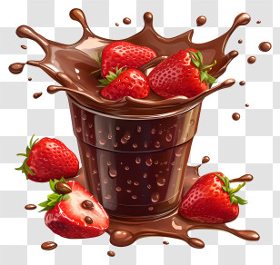 Chocolate Milk - Strawberries In Chocolate Splash Transparent PNG