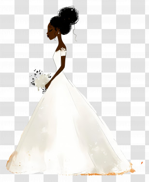 Black Bride - Bride In Beautiful White Wedding Dress Transparent PNG