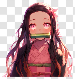 Nezuko Kamado - Anime Girl With Bamboo Transparent PNG