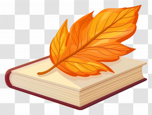 Autumn Leaf On Book - Book With Autumn Leaf Illustration Transparent PNG