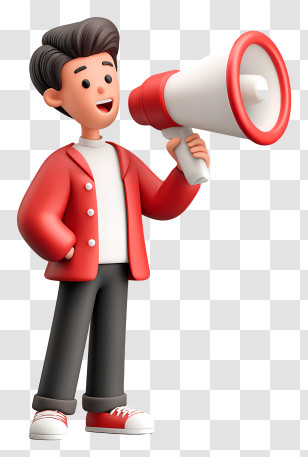 Man Holding Loudspeaker - Man In Red Jacket With Megaphone Transparent PNG