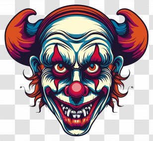 Scary Clown - Evil Clown Illustration For Halloween Transparent PNG