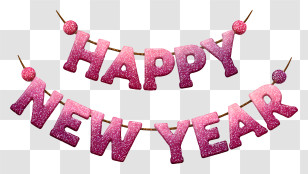 Happy New Year Garland - Happy New Year Banner Transparent PNG