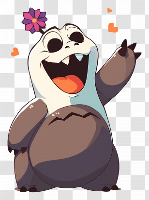 Cartoon Character - Cute Creature With Flower Cartoon Transparent PNG