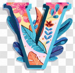 Letter V - Floral V Letter Design Transparent PNG