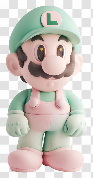 Luigi Mario - Cartoon Character In Green Cap And Pink Overalls Transparent PNG
