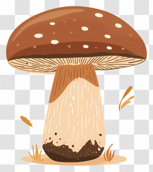 Boletus Mushroom - Brown Mushroom Illustration With Dotted Cap Transparent PNG