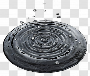 Rain Puddle - Black Oil Ripple With Droplets Transparent PNG