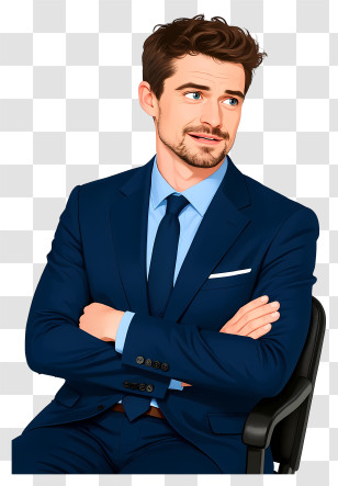 Tired Businessman - Seated Man In Blue Suit Transparent PNG