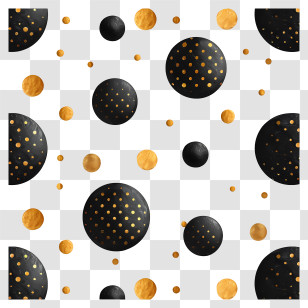 Golden Dots Pattern Background - Decorative Black And Gold Pattern Design Transparent PNG