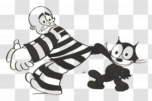 Felix The Cat - Cartoon Cat And Prisoner Scene Transparent PNG