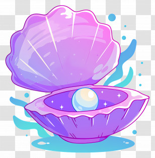 Open Seashell - Purple Clam With Shiny Pearl Transparent PNG