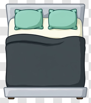 Bed Top View - Double Bed With Green Pillows Transparent PNG