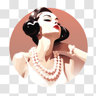 Elegant Woman With Pearl Necklace - Elegant Woman With Pearl Necklace Illustration Transparent PNG