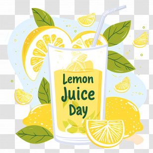 Lemon Juice Day - Refreshing Lemon Juice Day Illustration Transparent PNG