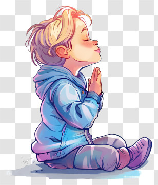 Day Of Prayer - Praying Child In Blue Hoodie Transparent PNG