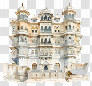 Udaipur Palace - Grand Ornate Palace With Historical Architecture Transparent PNG