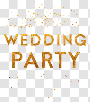 Wedding Party - Gold Glitter Wedding Party Text Transparent PNG