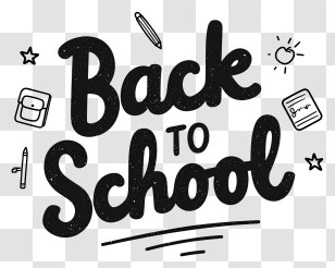 Back To School - Back To School Text With Doodles Transparent PNG