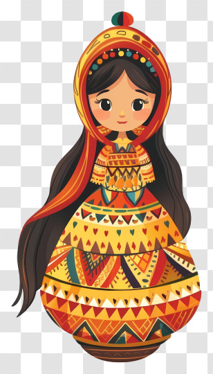 Art - Traditional Doll In Ethnic Dress Illustration Transparent PNG